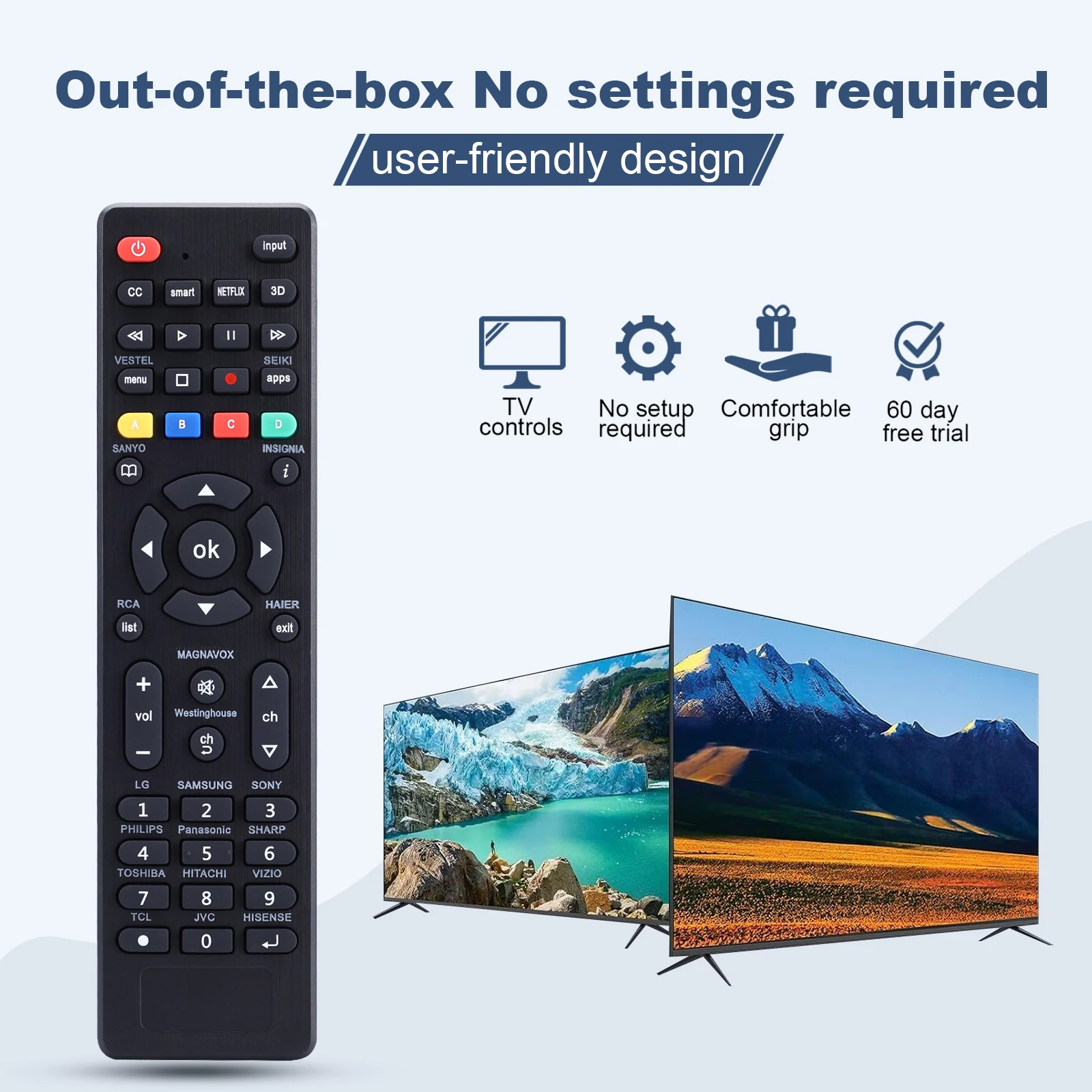 Universal TV Remote for L.G,Samsung, TCL, Philips, Vizio, Sharp, Sony and Other Brands LCD LED 3D HDTV Smart TV Remote Control