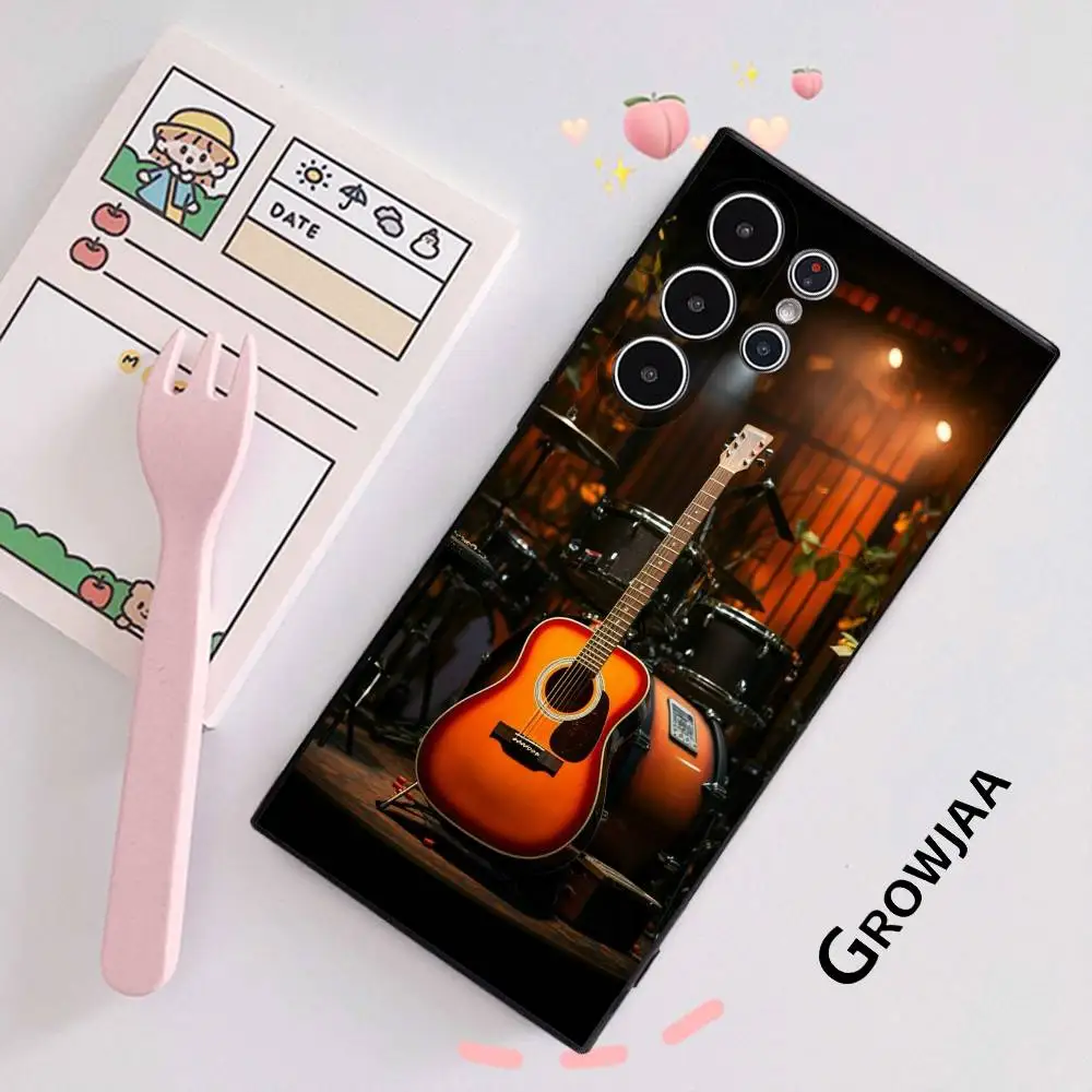 Funda de teléfono con guitarra y violín Musical para Samsung Galaxy S25 S24 S22 S23 Ultra S21 S20 Plus 5G, cubierta completa antideslizante esmerilada
