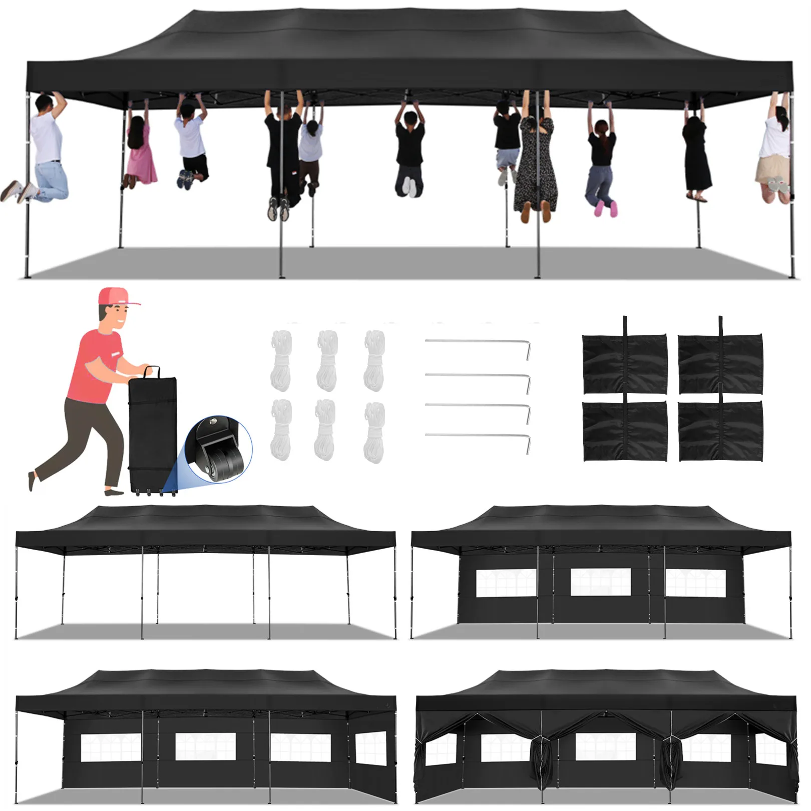 10x30 Pop up Canopy Tent 10x30 Canopy with Sidewalls,Heavy Duty Party Tent Tents for Parties, Foldable UPF 50+ Waterproof EZ up