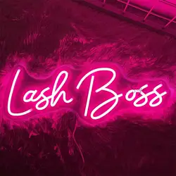 Lash Boss letrero de neón para decoración de habitación, luces de neón para colgar en la pared, lámpara de noche abierta para salón