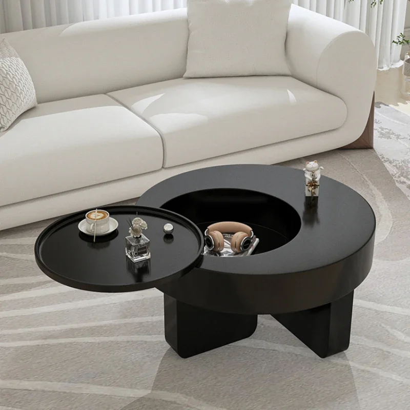 

Black Hardcover Coffee Tables Storage Modern Floor Nordic Coffee Table Round Design Couchtisch Wohnzimmer Home Furniture