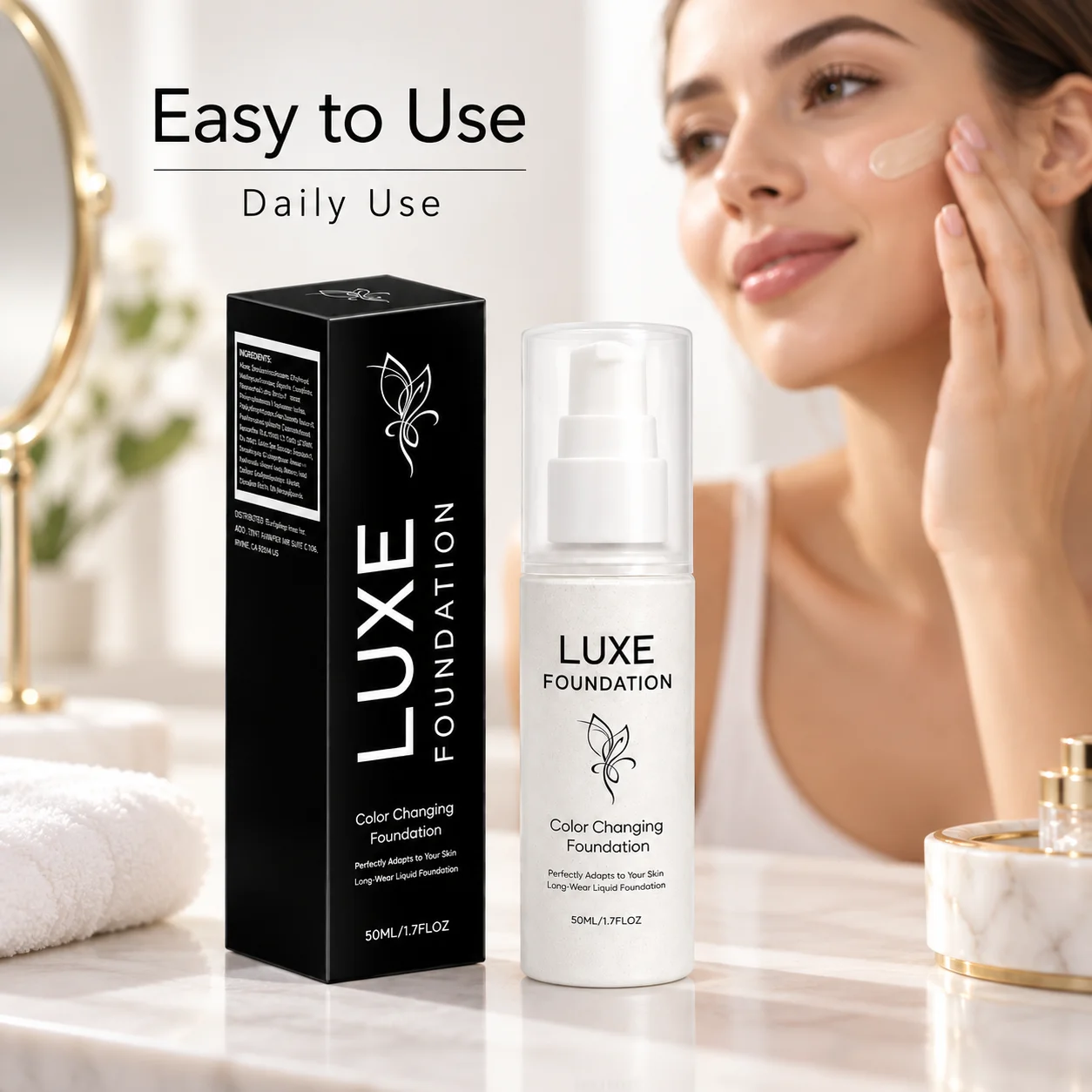 Color Adjusting Liquid Foundation 50ml Long Lasting Face Makeup for Natural Tone Matching Smooth Coverage and Seamless Finish