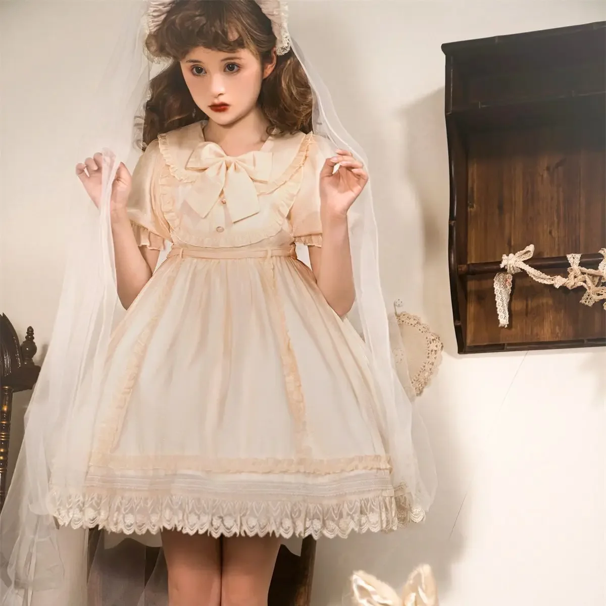 2023 Summer Authentic Op Short Sleeve Court Style Princess Cute and Sweet Lolita Dress Halloween Party Dresses for Women Girls