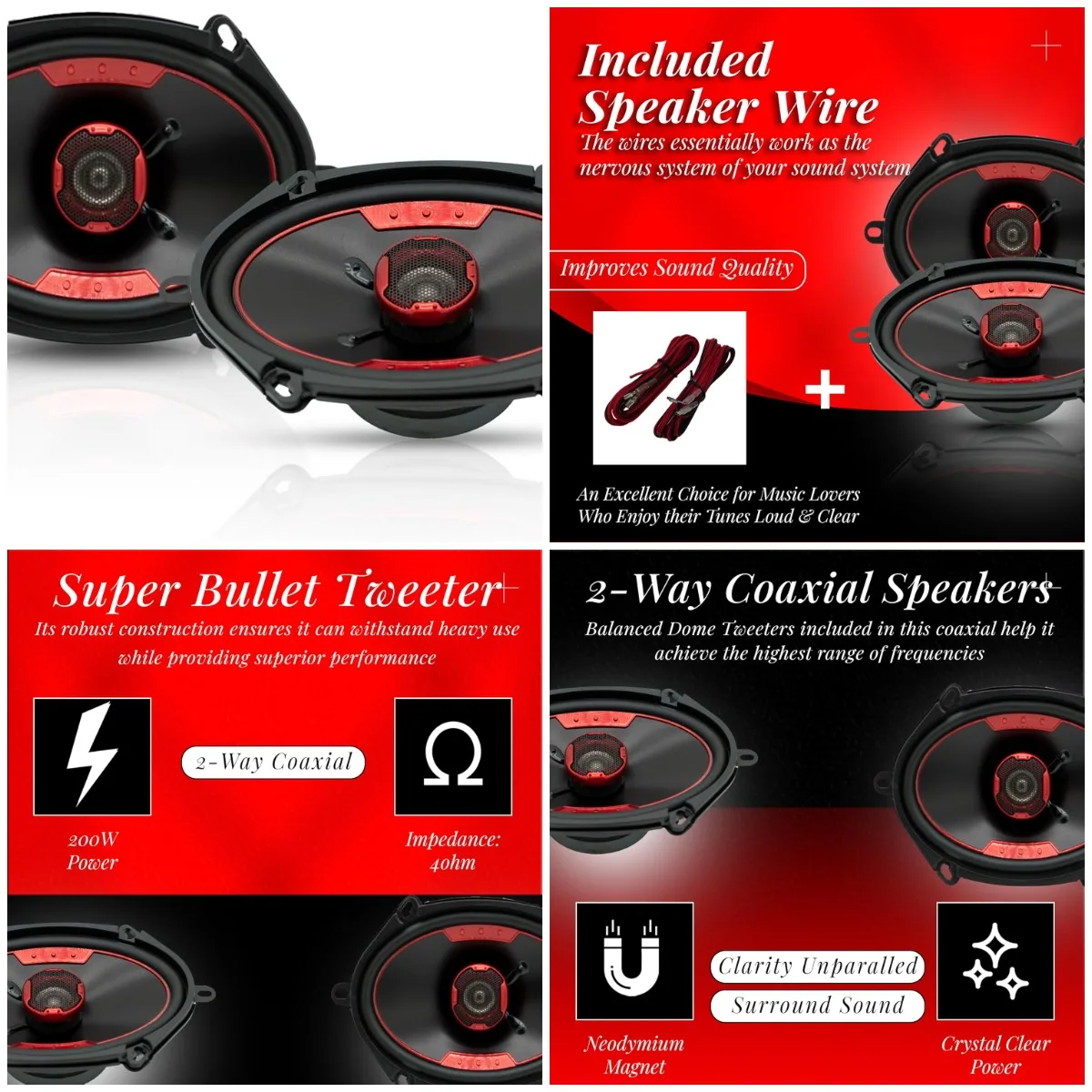 

XK2-168 5x7/6x8-Inch 200 Watt 2-Way Coaxial Speaker System for Superior Car Audio