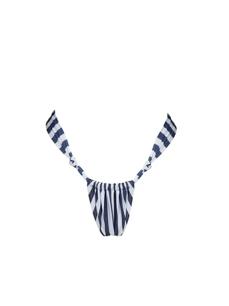 3-częściowy zestaw strojów damskich w paski kostiumy kąpielowe z kokardką bikini z kokardką sukienka maxi sukienka spaghetti pasek na wakacje K126