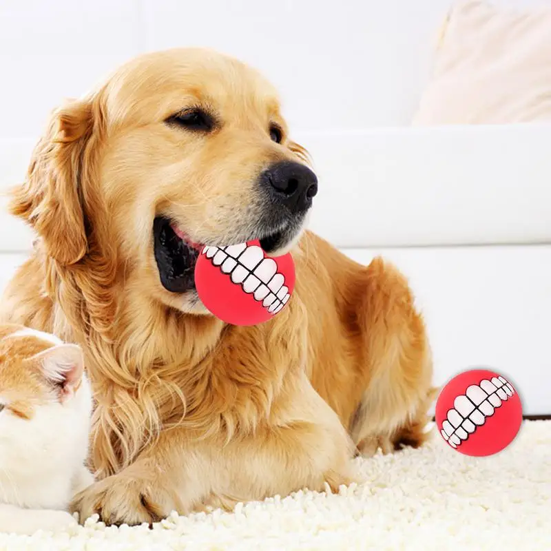 Solid Dog Teething Ball Large Dog Squeaky Ball Puppy Chewing Sound Toy Interactive Pet Play Safe PVC For Home Travel Outdoor