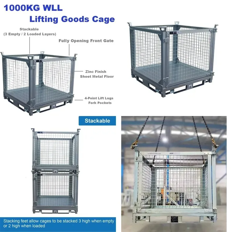 Heavy Duty Steel Pallet Rack Galvanized Metal Mesh Cage for Logistics Transportation Warehouse Storage Solutions