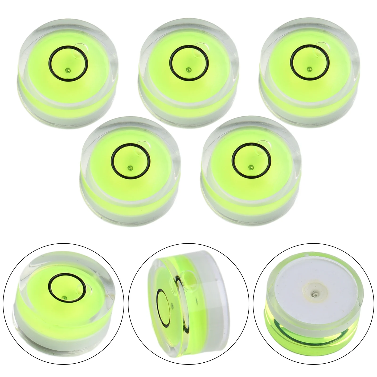 5Pcs Mini Bubble Levels Household Green Round Level Measurement Instrument 10mm*6mm/12mm*7mm/15mm*8mm/18mm*9mm