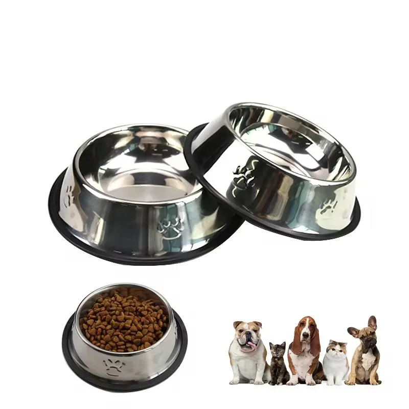 

Pet Dog Cat Stainless Steel Bowl Pet Feeding Bowl Cat and Dog Drinking Bowl Metal Feeder Durable Easy To Clean 2 Sizes