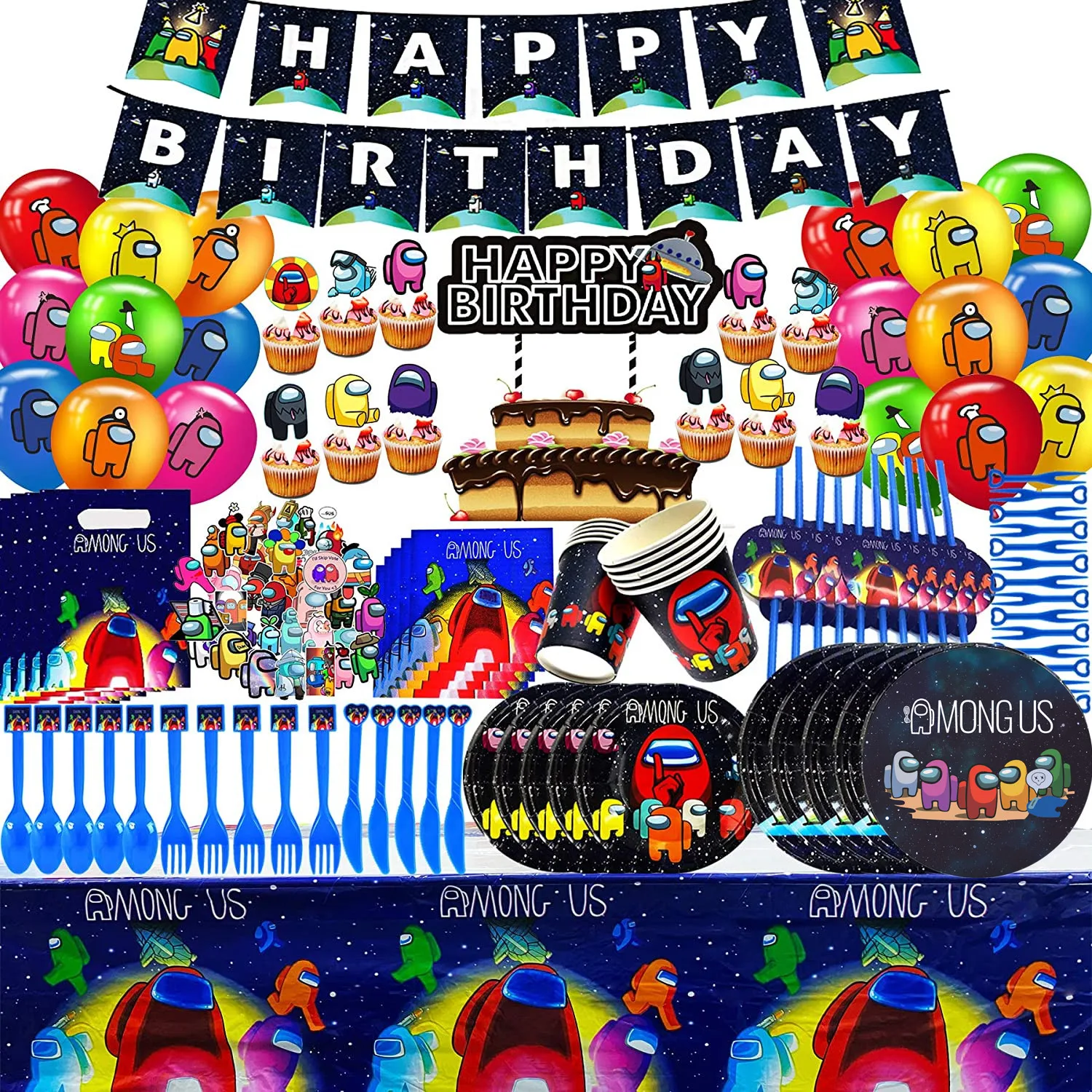 Cartoon Game Birthday Party Decoration Happy Birthday Banner Backdrop Wall Decor Foil Balloons Kit Party Supplies Cake Topper