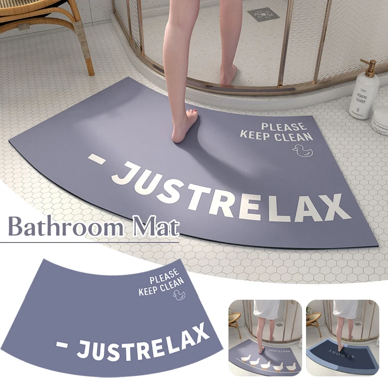 

Super Absorbent Curved Bathroom Quick Drying Floor Mat Easy To Clean Door Mat Non-slip Entrance Bath Bedroom Carpet