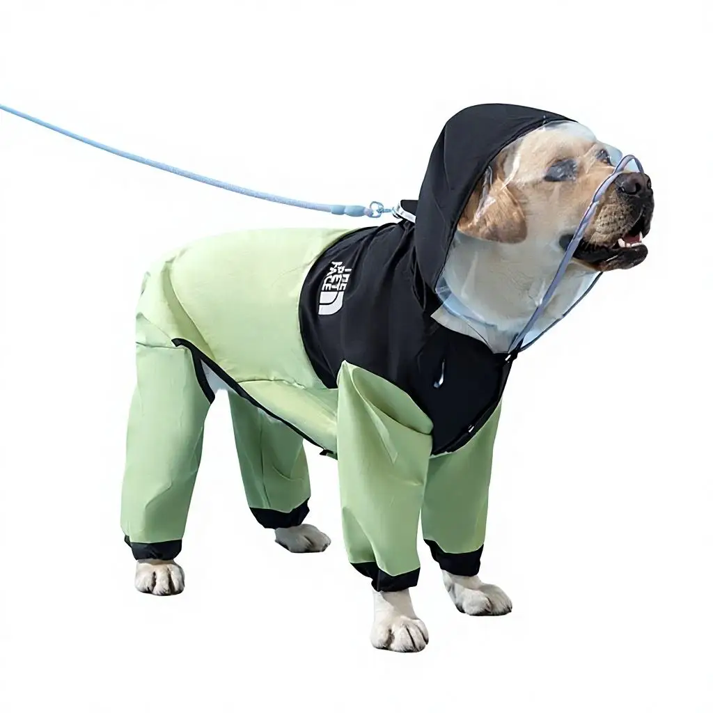 Waterproof Large Dog Raincoat, Transparent Hood, Full Body Jumpsuit, Adjustable Rain Gear for Golden Retriever Labrador Pets