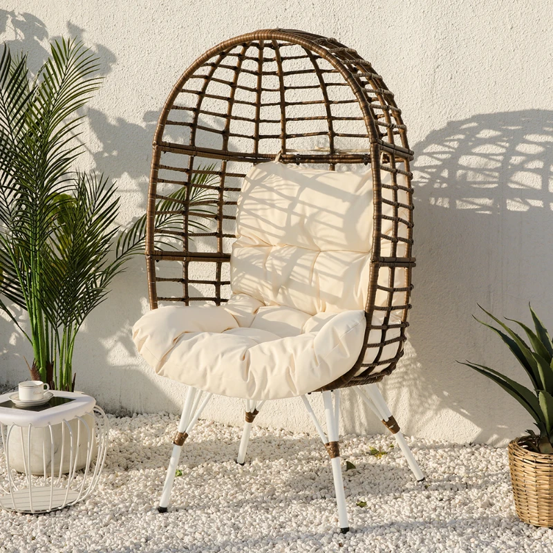 

Relaxing Egg Pod Chair Basket Oversized Wicker Egg Chair Indoor Outdoor Rattan Egg Shell Chair