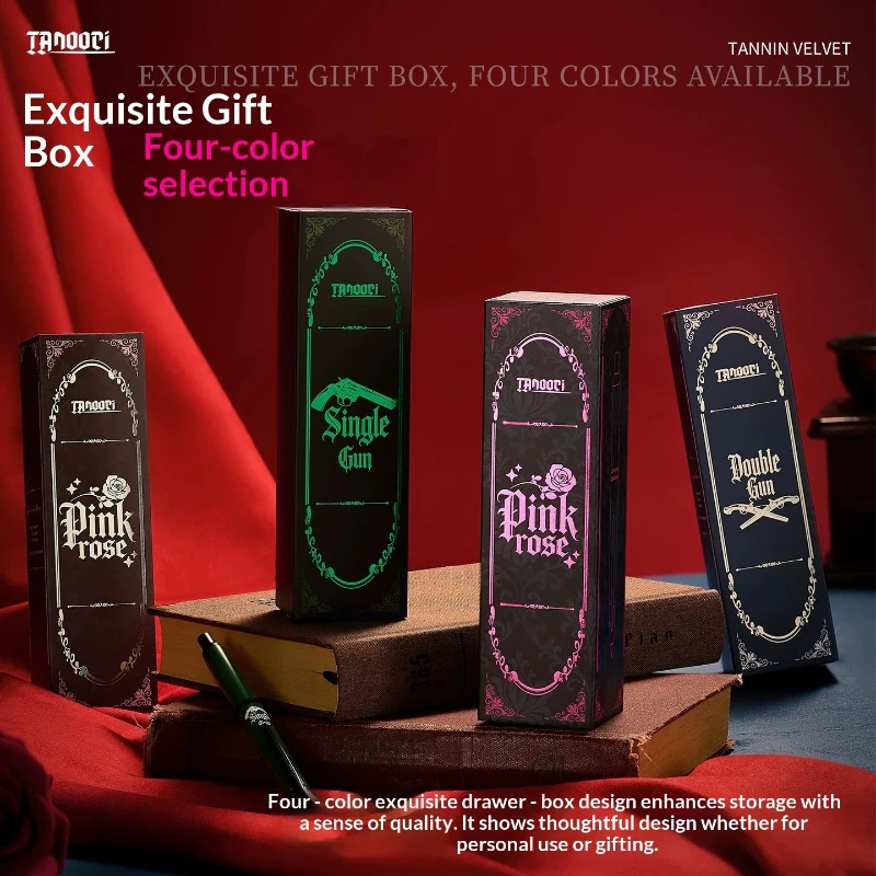 TANOOCI TFC-100 Guns&Rose Fountain Pen Set,Ins Stylish Contrast Color Press Pen,Perfect Gift For Teen Student Writing&Journaling