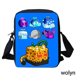 Mochila Cartoon Shoulder Bag for Kids, Anime Games B-Blox Fruit Child Sling Bag for School, School Crossbody Bag for Pupil