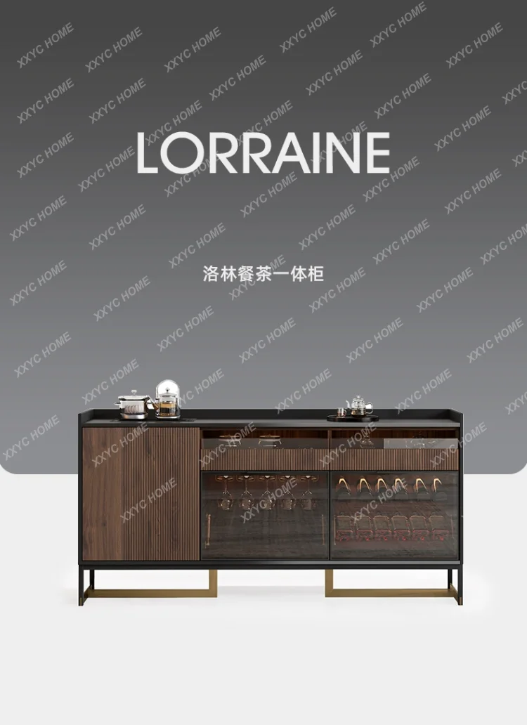 

Итальянская каменная плита, обеденная боковая чайная барная машина, чайная у стены, гостиная, современный простой светильник, роскошная бытовая стеклянная дверь