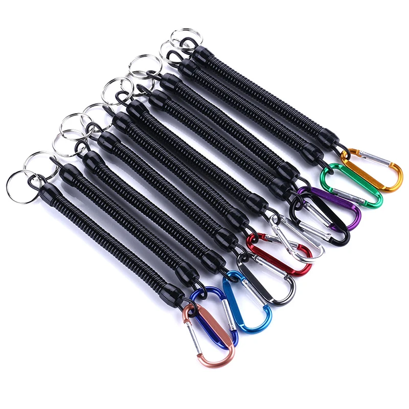 1PC Tactical Retractable Spring Elastic Rope Security Gear Tool Hiking Camping Anti-lost Phone Keychain Fishing Lanyards Outdoor