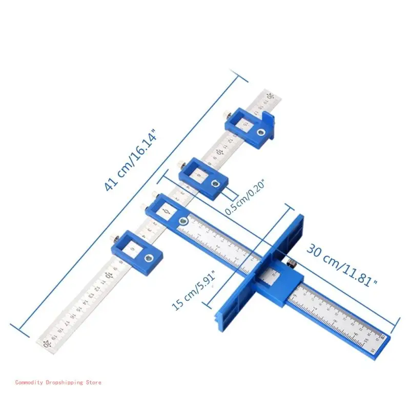 Drill Guide Ruler Multifunctional Positioning Hole Opener for Cabinet Door, Wardrobe Furniture Handle, Opening Locator