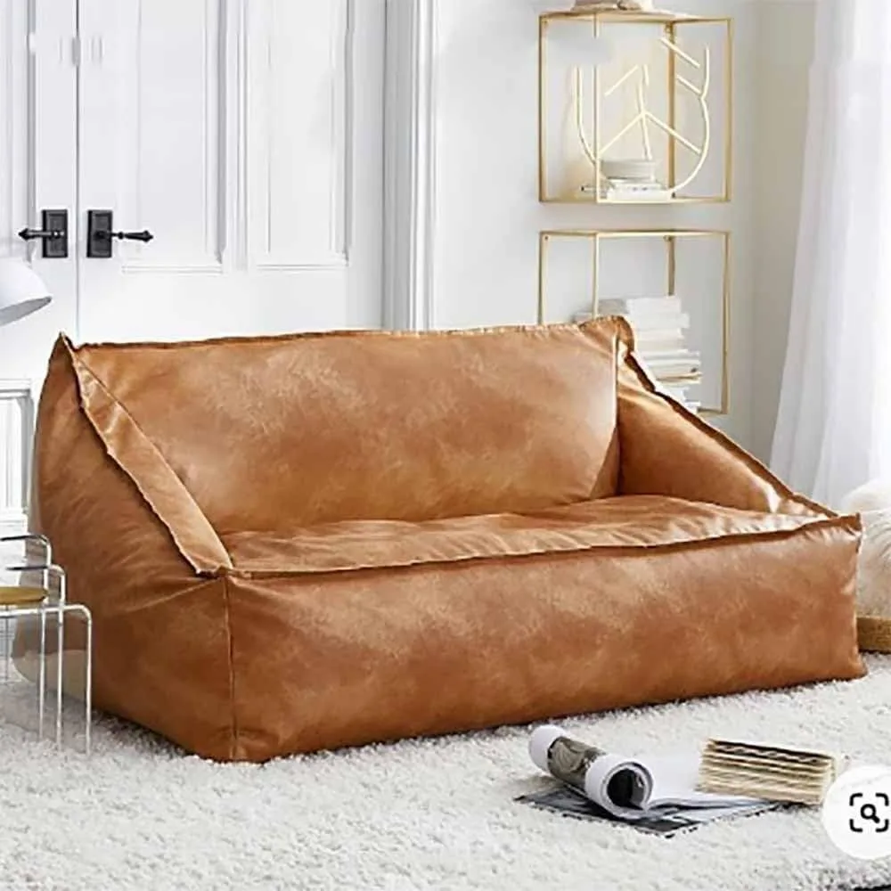 

Bean Bag Chair Bean Bag Sofa Cover (No Filler) 2-seat PU Leather Bean Bag Cover Without Filler Beanbag Couch Sofa Bed Lounger No