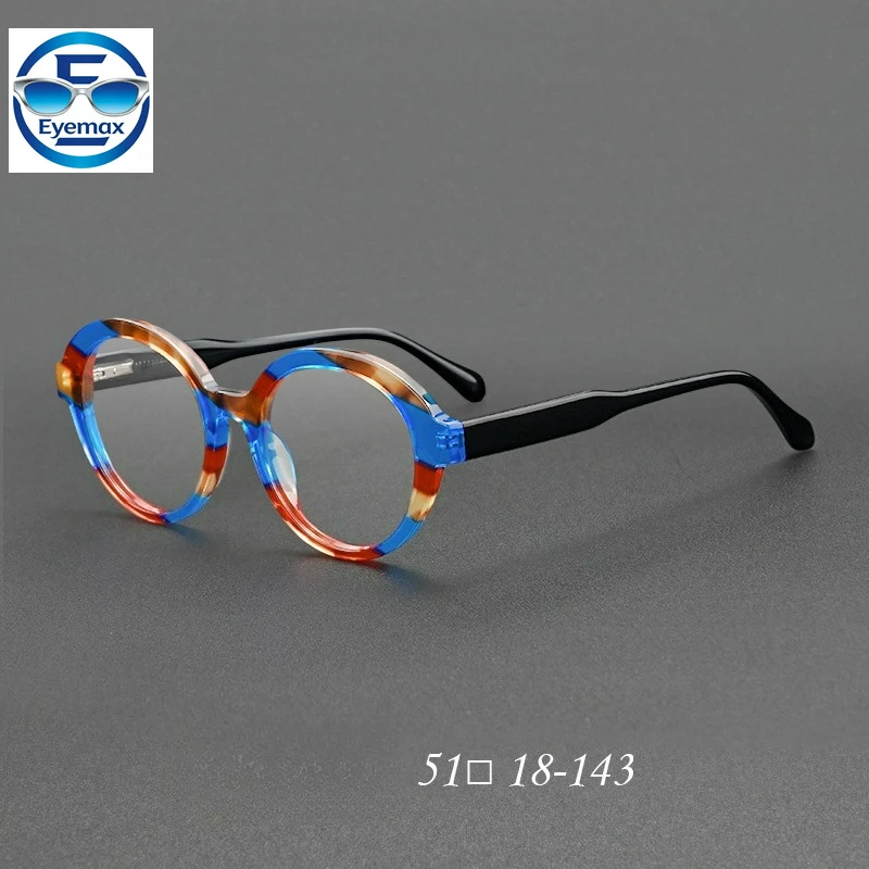 

2026 Fashion Colorful Circular Acetate Eyeglass Frame for Women High-quality Handmade Optical Reading Men's Prescription Glasses