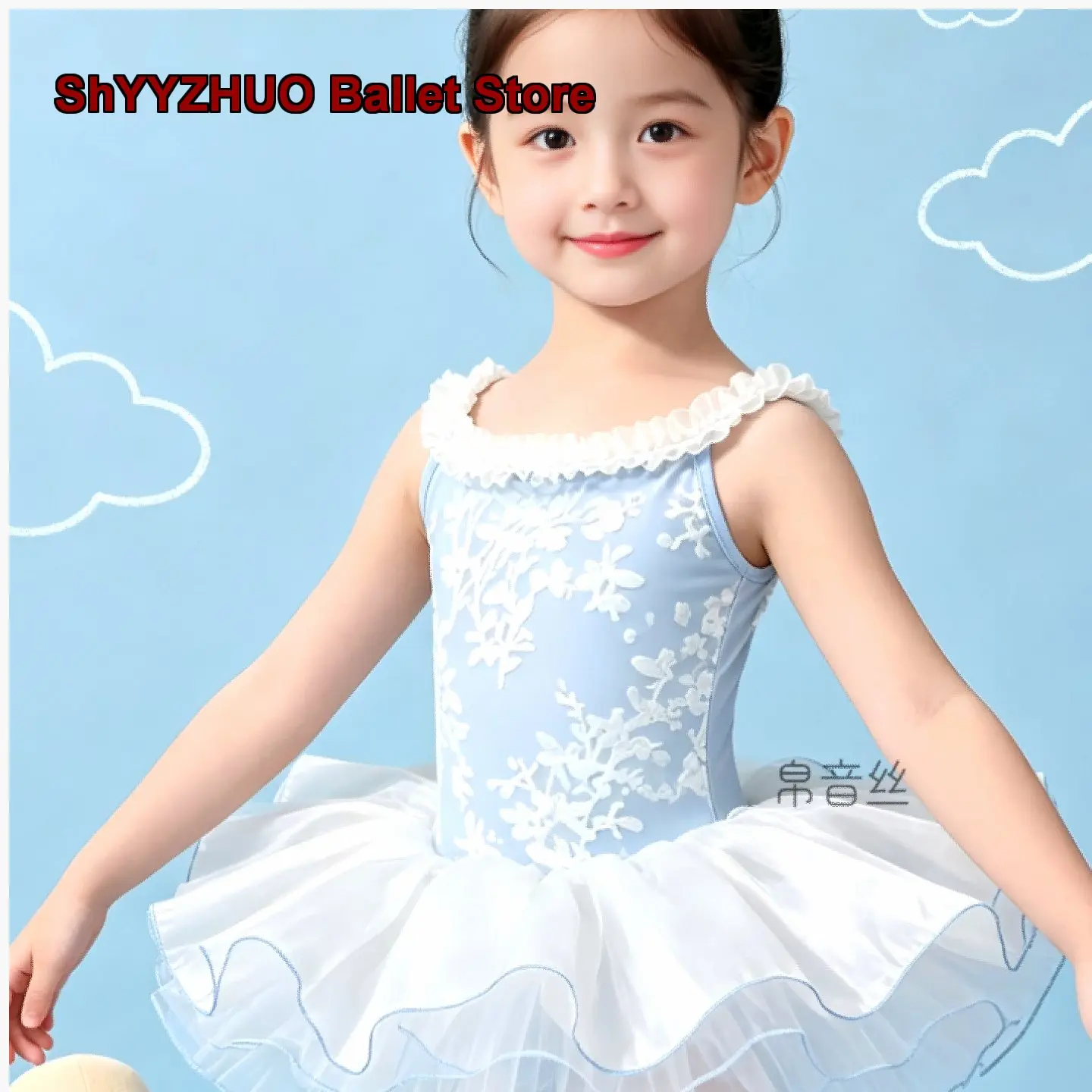 children's-dance-practice-chinese-bodysuit-body-suit-flocking-spaghetti-strap-sleeveless-one-piece-dress-set-kids