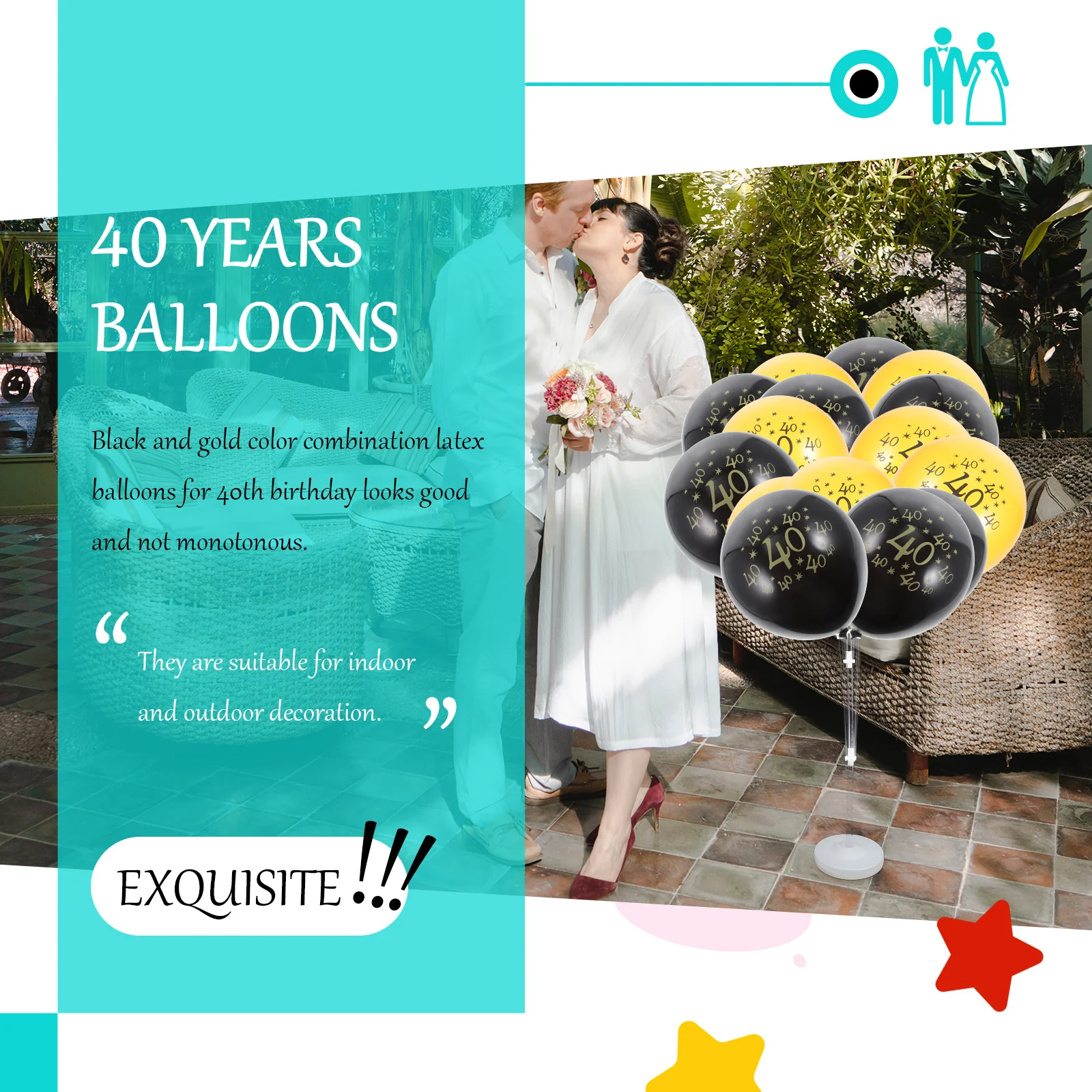 

20Pcs 40th Birthday Balloons Black Gold Latex Party Supplies Decorations 40th Birthday Balloons,black and Golden Balloons