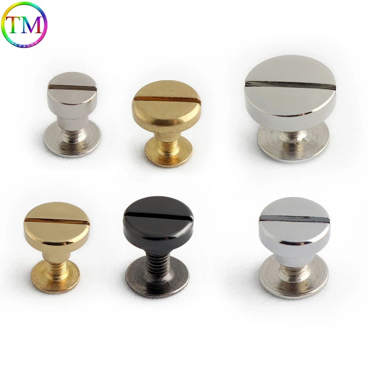 Factory wholesale High quality Brass One Slotted Screws Cylindere Head Screws  With Large Flat Round Head  For Leather