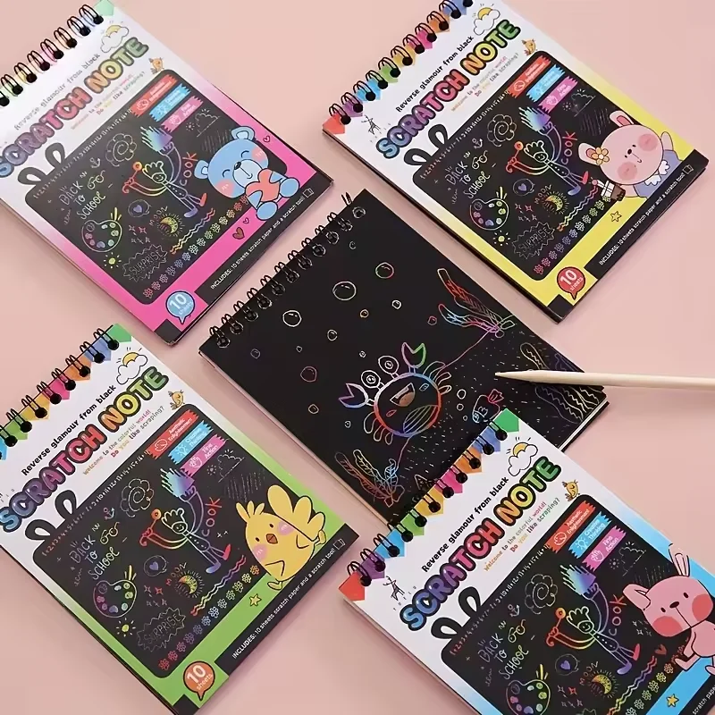  Rainbow Magic Scratch Off Paper Set for Kids Arts Scraping Painting Toy DIY Graffiti Book Kids Montessori Educational Painting