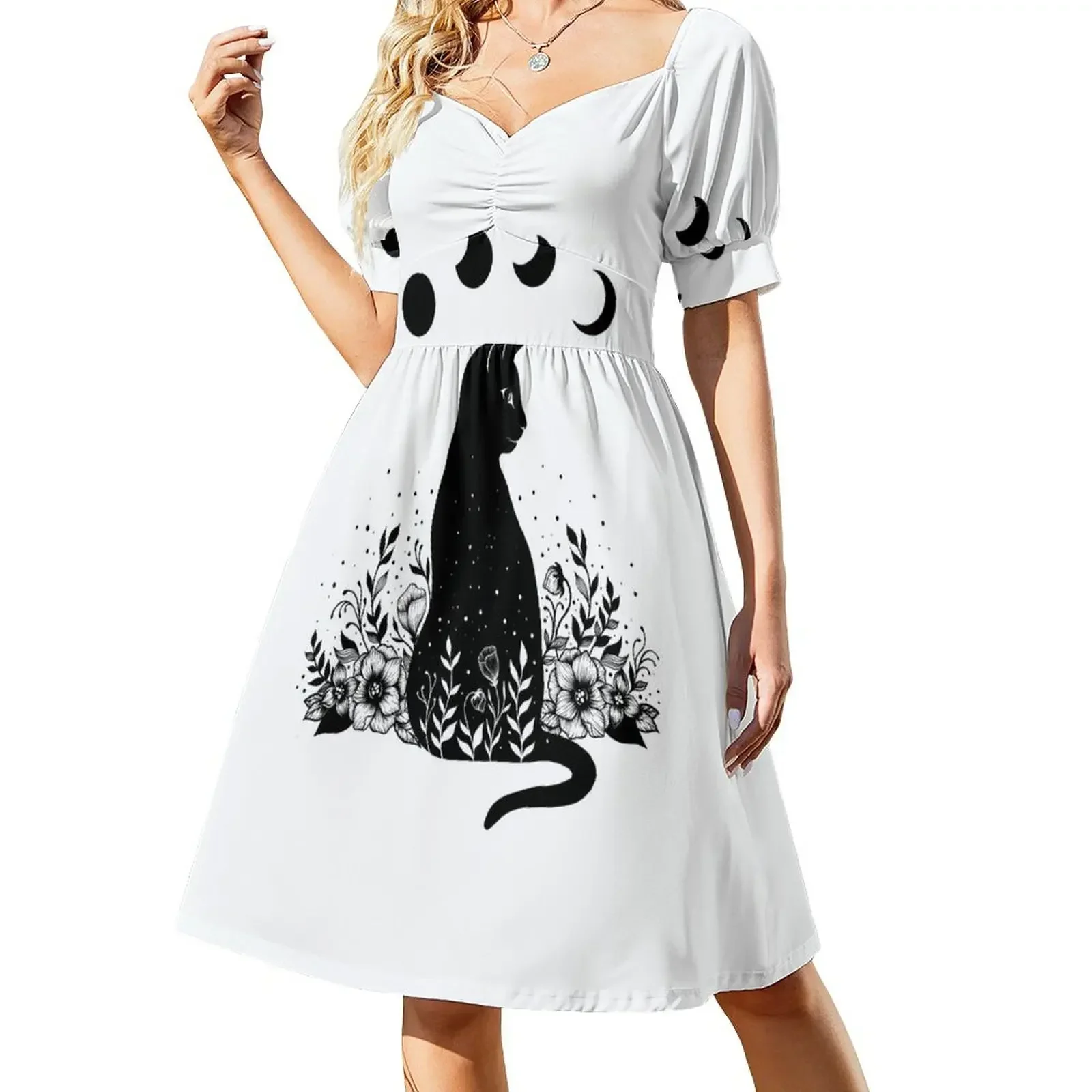 

Night Garden Cat Short-Sleeved Dress Bridesmaid dress woman dress dresses evening dresses women