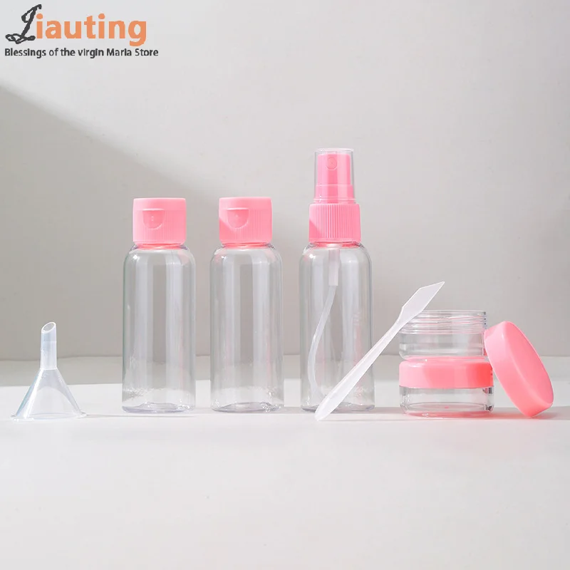 8pcs Travel Bottle Set Empty Refillable Spray Squeeze Shampoo Soap Cream Conditioner Lotion Body Wash Container Kit For Toiletry