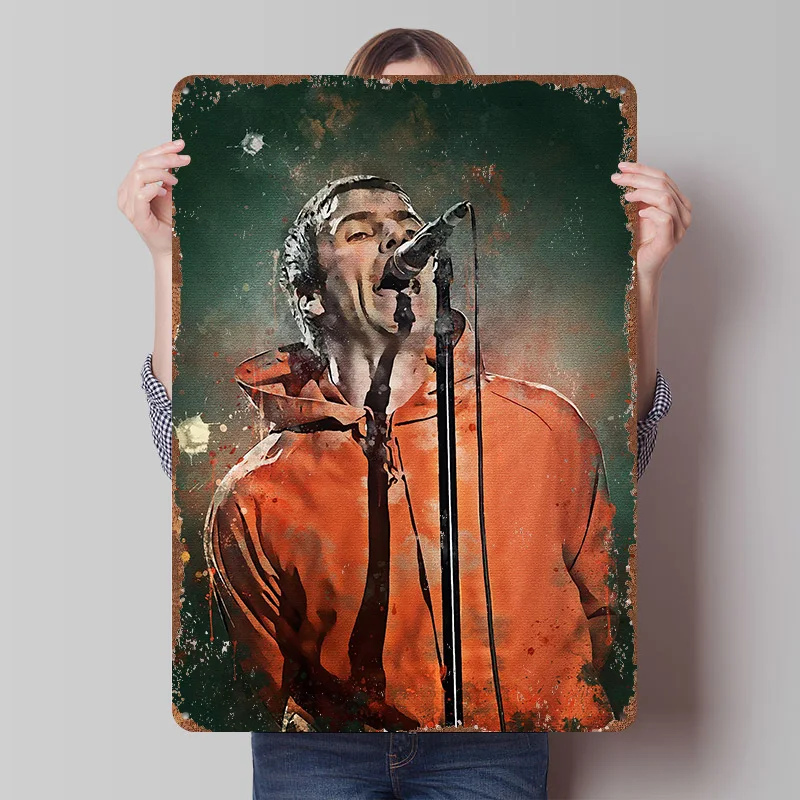 Liam Gallagher Vintage Tin Poster Customized Wall Art Retro Vintage Metal Signs for Fans Room Home and Decoration Gaming House