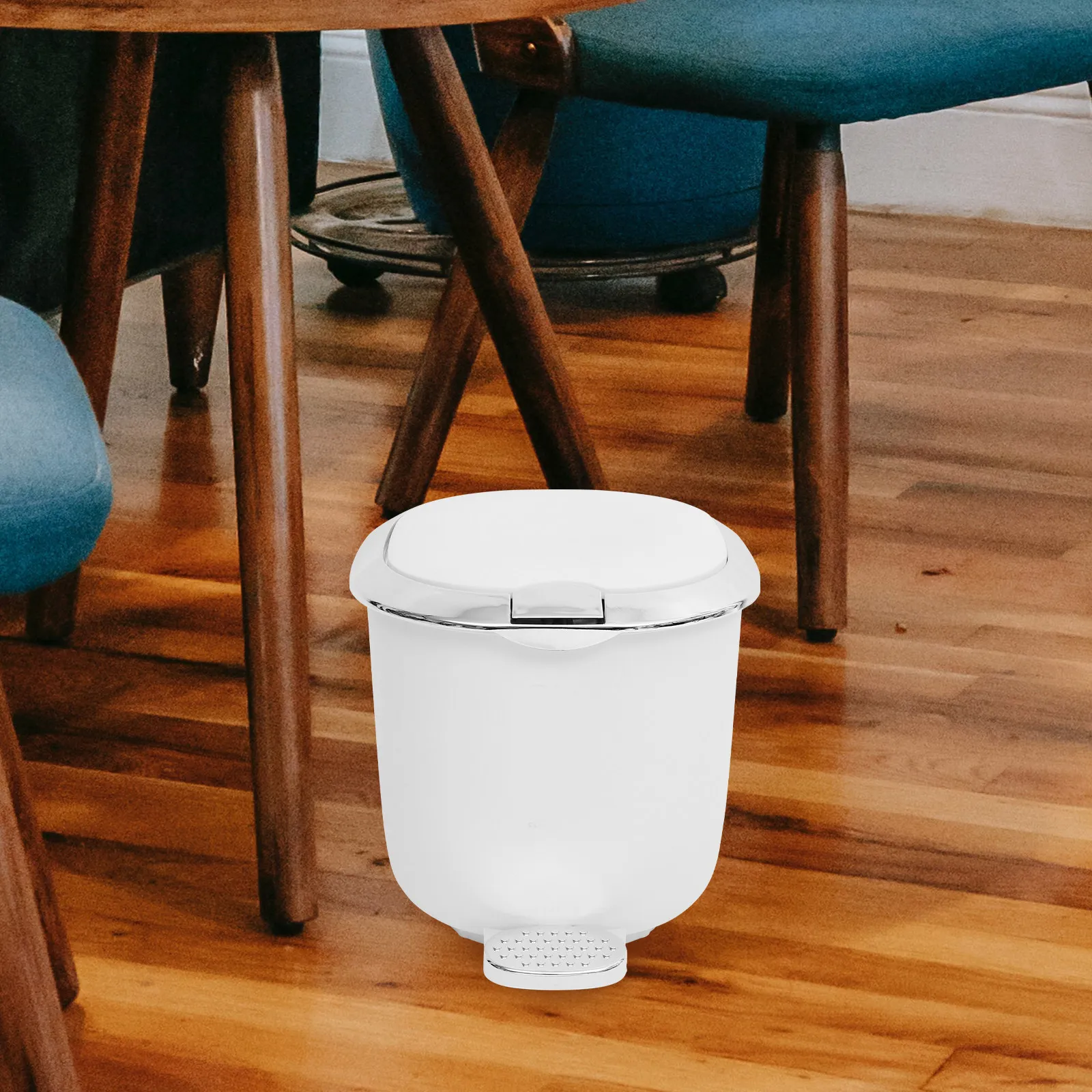 

Plastic Trash Can with Foot Pedal Lid Modern Compact Design Sturdy Smooth Finish for Home Office Toilet Living Room Waste Basket