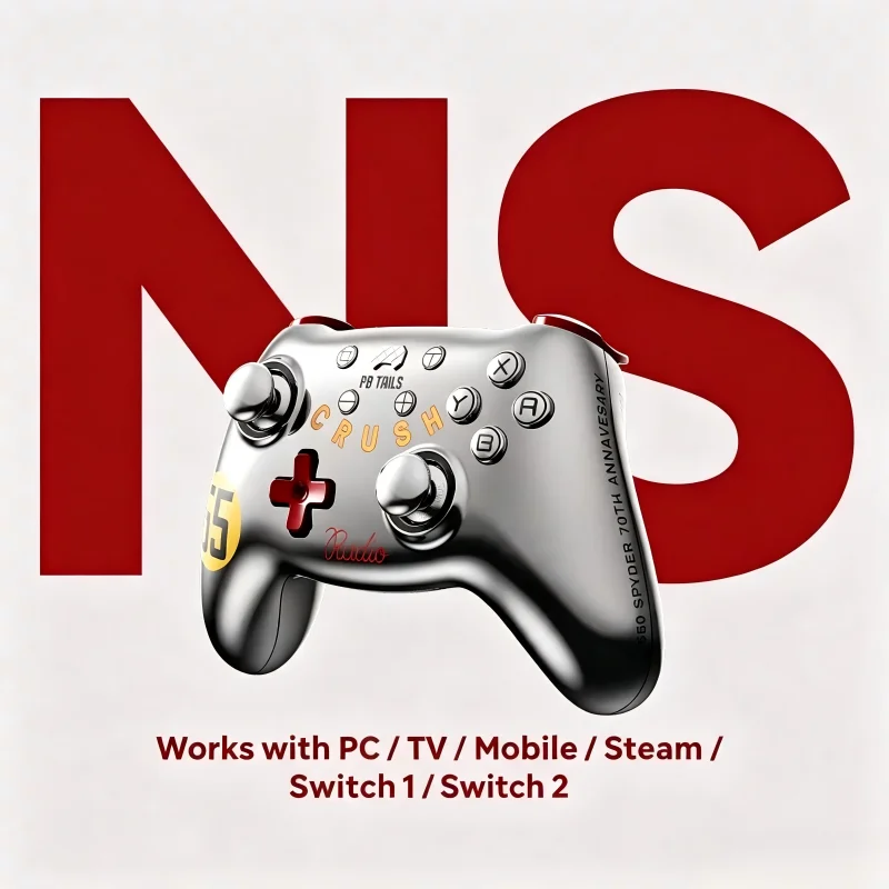 PB TAILS Crush 550 Wireless Gamepad TMR Joystick Hall Trigger RGB Controller Turbo Mode for Switch NS2 PC TV Steam Gift for Men