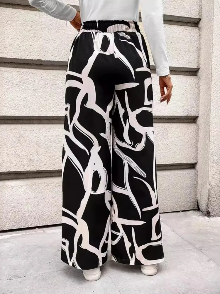 Spring Summer Long Pant Women High Waist Wide Leg Trousers Print Boho Ladies Casual Fashion Party Loose Elegant Pant For Women