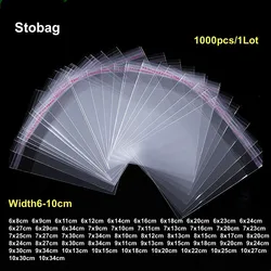 StoBag 1000pcs Wholesale Cellophane Self-adhesive Bag Plastic Opp Transparent Sealed Jewelry Gift Candy Packaging Clear Pouches