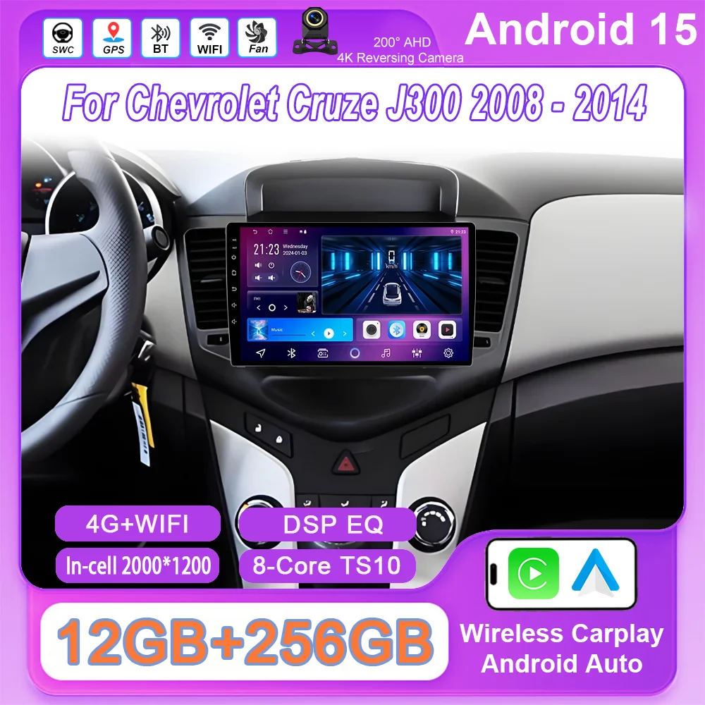 

Car Android 15 For Chevrolet Cruze J300 2008 - 2014 Auto Radio stereo Video Player Navigation GPS No 2din Dvd QLED Screen Wifi