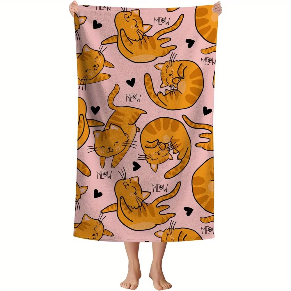 

Очаровательное банное полотенце с кошачьим принтом — ультрамягкое, супервпитывающее, идеально подходит для уютного домашнего использования, уникальная идея подарка и стильный декор