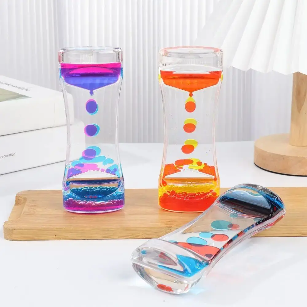Two Tone Hourglass Liquid Bubble Timer Fidget Sensory Anxiety Children With Autism Relax Oil Droplets Drop Sensory Toy