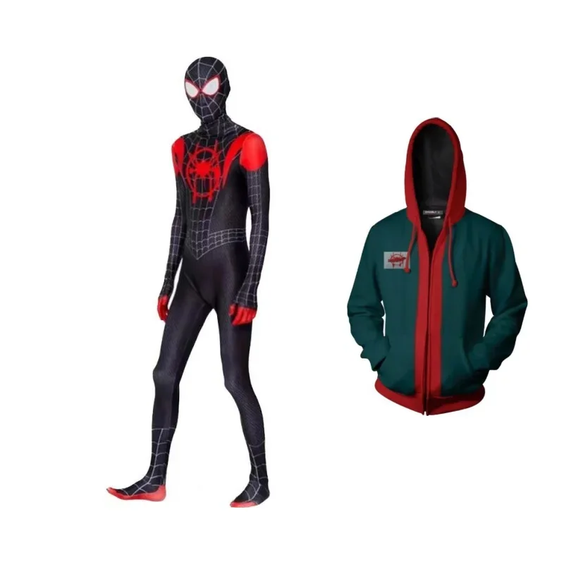 Superbohater Miles Morales przebranie na karnawał kombinezony Halloween dla dorosłych dzieci body płaszcz Party element ubioru prezent