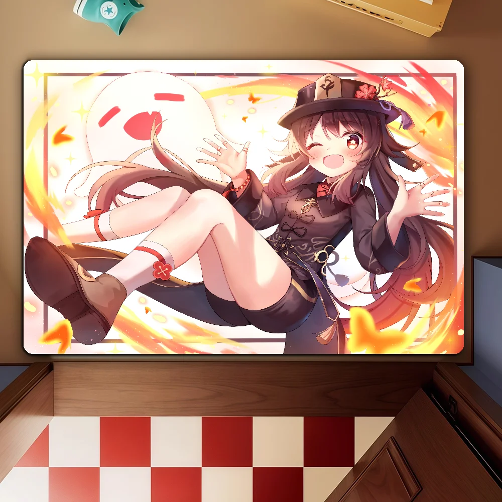 

Genshin Impact Hu Tao Anime Door Mat Nordic Style Bedroom Living Room Doormat Home Balcony Anti-Slip Alfombra