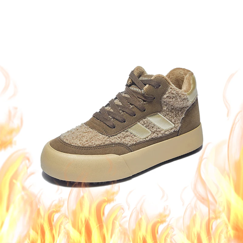 

2024 New High Top Womens Shoes Winter Thermal Caual Sneakers Women Fashion Striped Board Shoes Comfortable Vulcanized Shoes