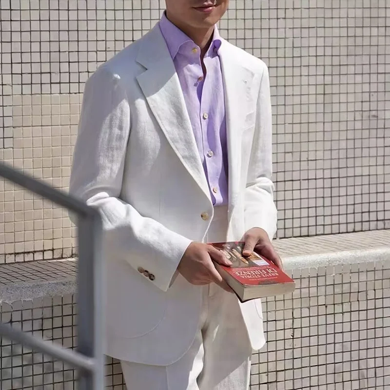 Summer Thin Retro Men's Breathable Linen Small Suit Italian Retro Slim Casual Blazer Trendy