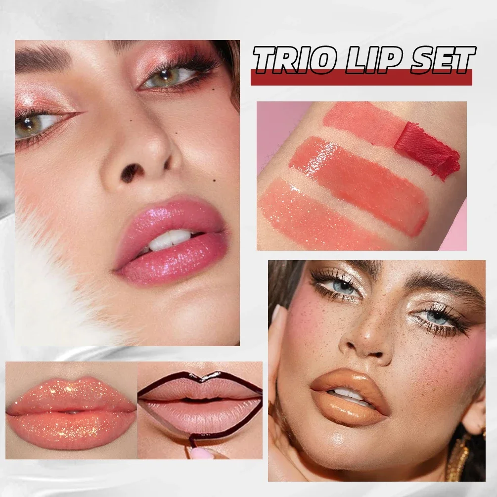 QIBEST Kit per trucco multifunzionale Tear Off Lip Stain, Smalto per labbra a specchio, Lucidalabbra luccicante Set di cosmetici per tinta labbra a lunga durata