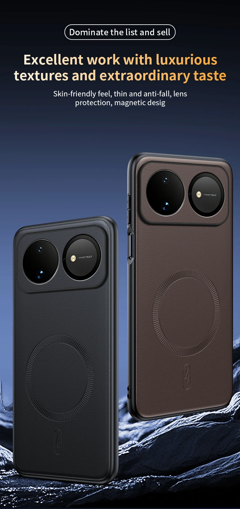 Für Huawei Nova 16: Magnetische Schutzhülle aus Leder, Anti-Fingerabdruck, rutschfest, aus PC+TPU. – Detail 4
