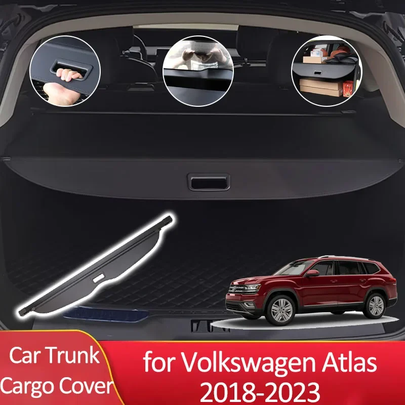 

Auto Trunk Cargo Cover for Volkswagen VW Atlas Teramont 2023-2018 2022 2021 2019 Retractable Luggage Storage Partition Anti-peep