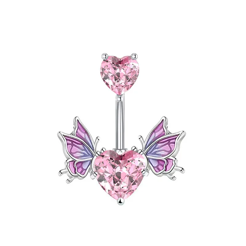 Surgical Steel Belly Piercing Jewelry Belly Button Rings for Women Angel Heart Dangle Navel Rings Body Jewelry Jewelry