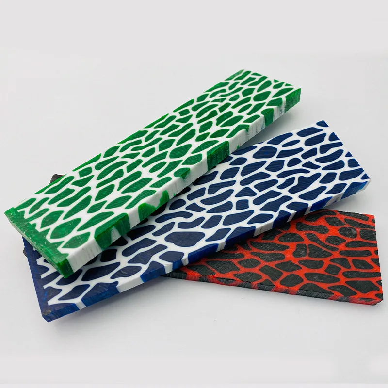 Balance à manche en résine avec motif de girafe coloré – Pour la fabrication de manche de couteau de bricolage/fait maison, matériel artisanal (130x40x8mm)