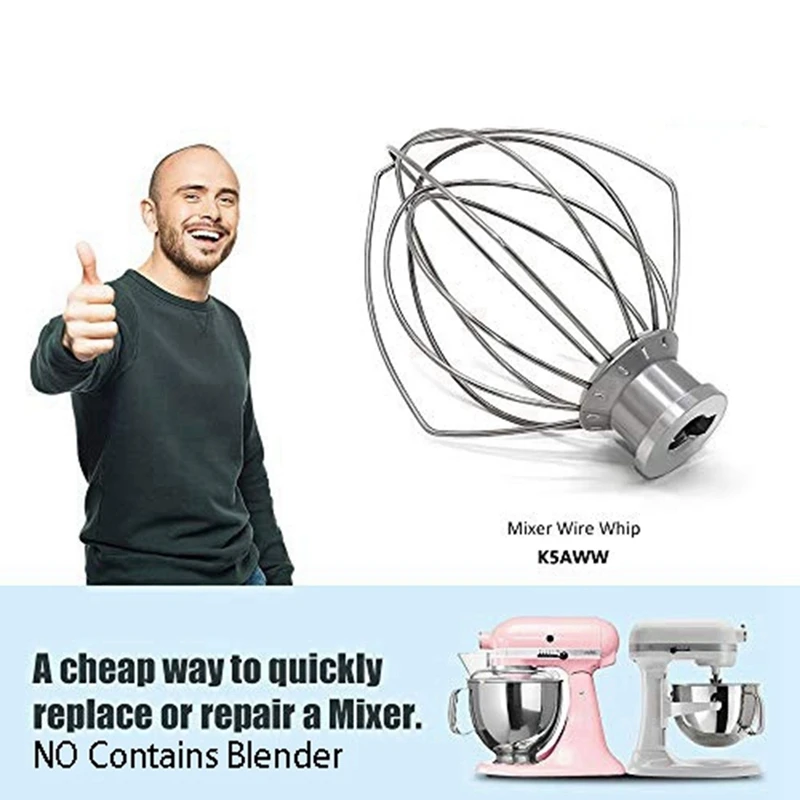 K5AWW Replacement Wire Whip For Kitchenaid Vertical Mixer Aid, 5 Quart Lift Bowl 6-Wire Whip Attachment Accessories