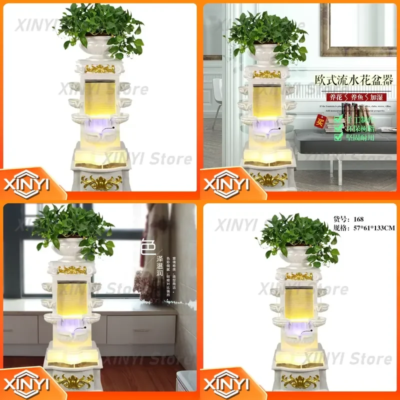 European Lucky Living Room Running Water Fountain Ornament for Floor Courtyard Home Decoration Humidifier for Modern