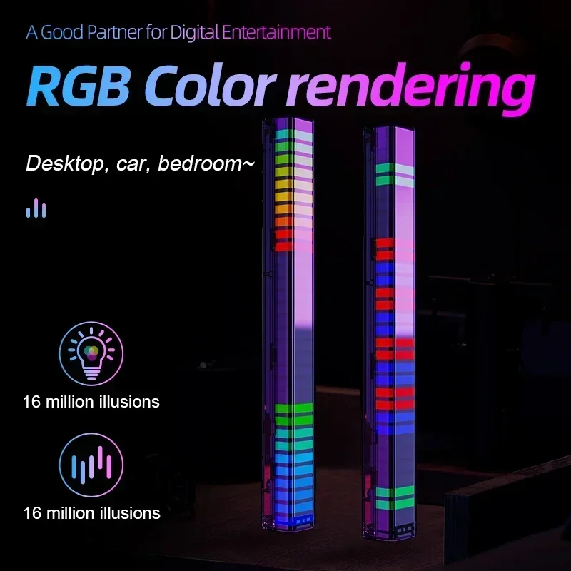 RGB เสียงรถกระบะโคมไฟ LED ไฟบรรยากาศเพลง SYNC Muticolor Music Rhythm Light สําหรับงานปาร์ตี้ Esports ห้องตกแต่งรถยนต์